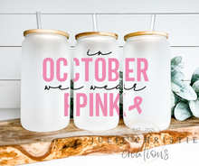 Load image into Gallery viewer, Beer Can Glass, Breast Cancer Awareness Coffee Glass, Soda Can Glass, Beer Can Glass With Lid, Iced Coffee Glass