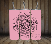 Load image into Gallery viewer, Breast Cancer Gift, Breast Cancer Awareness Motivational 20oz Tumbler, Pink Ribbon Tumbler, Gift For the Cause