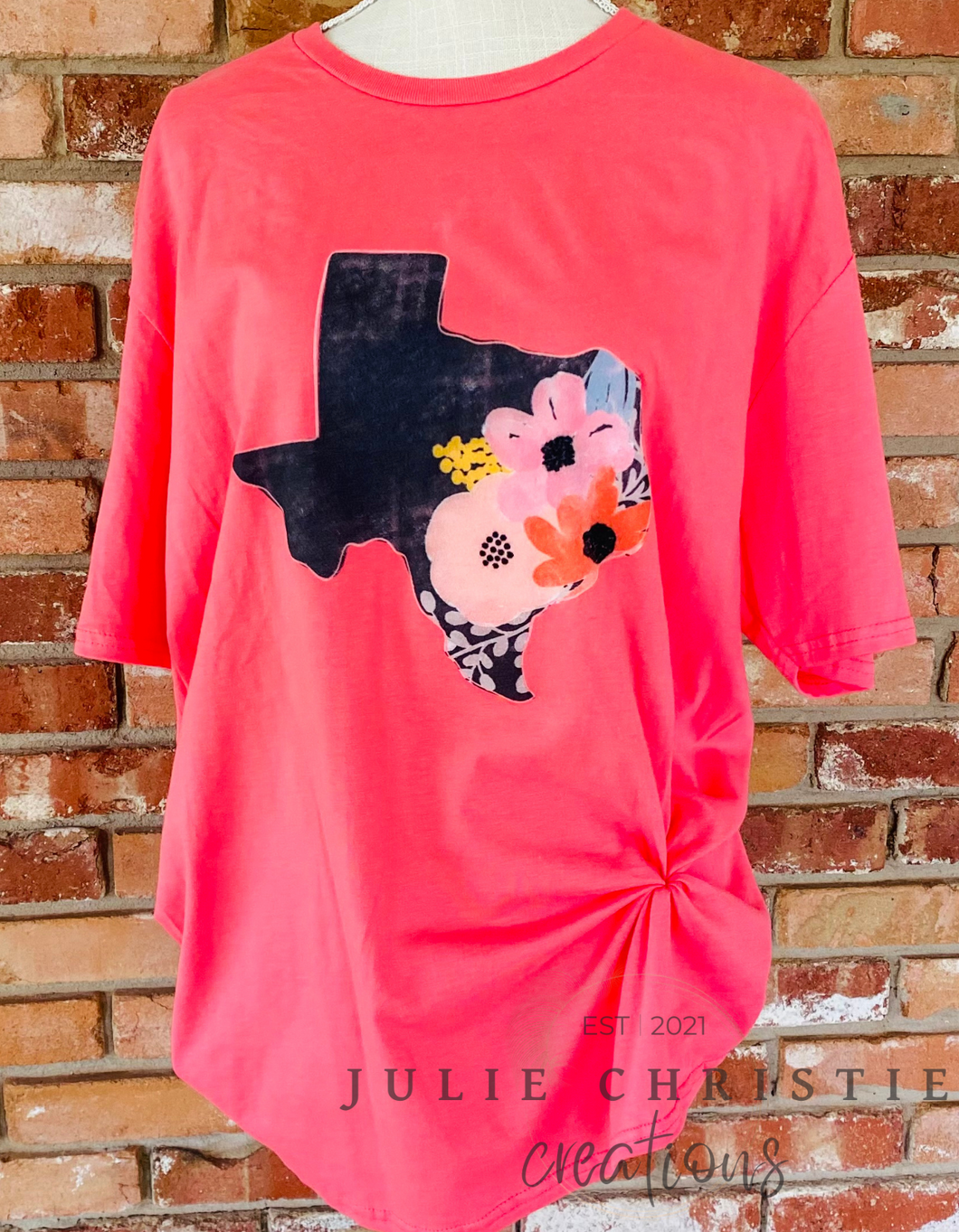 Floral Texas on Coral Silk